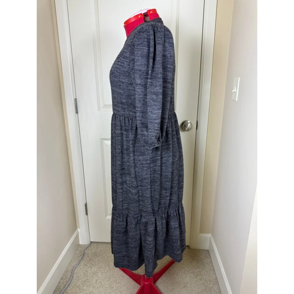 Women's Velvet Torch Grey Marled Tiered Midi Dress XL